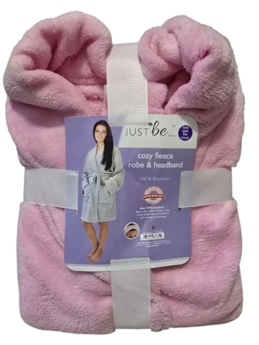 Pink Cozy Fleece Robe with Matching Headband